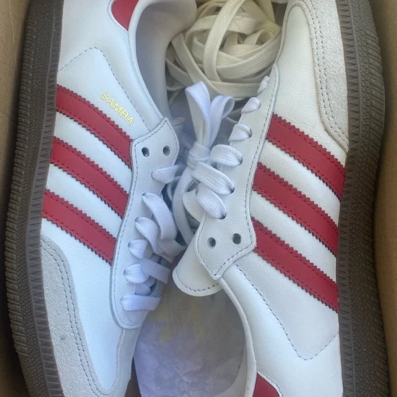 Adidas Samba White and Red Sneakers size 6.5 - Picture 7 of 9